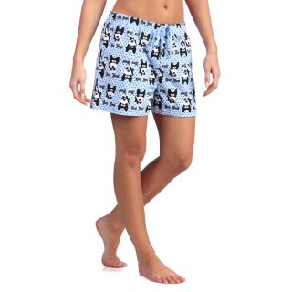 Leisureland Leisureland Womens Bow Dog Cotton Flannel Boxer Shorts Blue Size XL (16)