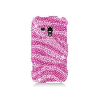 Samsung Galaxy Rush M830 SPH M830 Bling Gem Jeweled Jewel Crystal Diamond Pink Zebra Stripes Cover Case: Cell Phones & Accessories