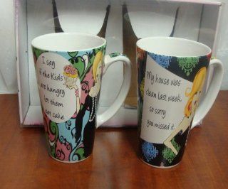 2 NEW DELISH 16 OZ COFFEE LATTE MUGS CUPS FUNNY GIRL SAYINGS "MY HOUSE WAS CLEAN LAST WEEK, SO SORRY YOU MISSED IT": Kitchen & Dining