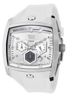 Diesel DZ4163  Watches,Mens Chronograph Silver Dial White Silicone, Chronograph Diesel Quartz Watches
