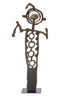 WM Lofgren Oscar Cast Iron Petroglyph Sculpture with Steel Base : Outdoor Statues : Patio, Lawn & Garden