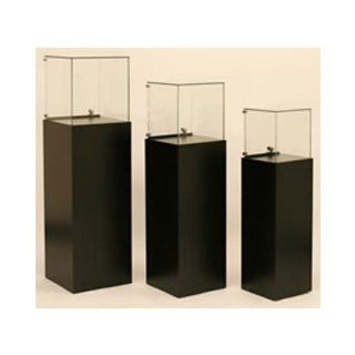 Gallery Pedestal Display Case, 14"W x 14"D x 49.5"H, Oak Finish, Gold Frame : Sports Related Display Cases : Sports & Outdoors