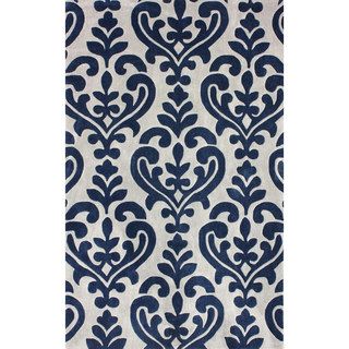 Nuloom Handmade Modern Damask Navy Rug (76 X 96)