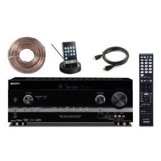 Sony STR DH830 3D 7.1 Home Theater A/V Receiver + Ipod Iphone Dock, High Speed Hdmi Cable and 50ft 16 AWG Speaker Wire: Electronics
