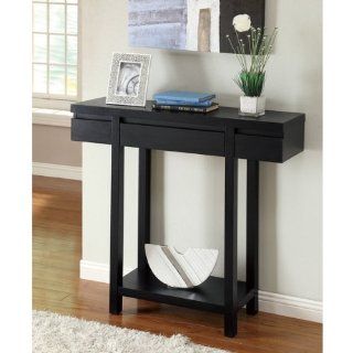 Logan Black Finish Console Sofa Entry Table with Drawer  