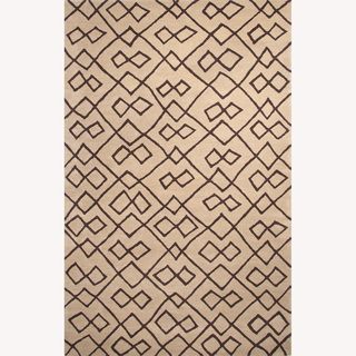 Hand tufted Stripe Pattern Ivory/brown Wool Rug (5x8)