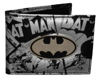 Batman Vintage Metal Badge Black Bi Fold Wallet: Clothing
