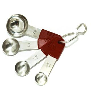 Chef Select Silicone Handle Measuring Spoons, Red/Stainless Steel: Kitchen & Dining