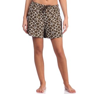 Leisureland Leisureland Womens Giraffe Brown Cotton Knit Boxer Shorts Brown Size XL (16)