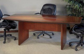 Corsica Boat Shape Conference Table 6' Sierra Cherry Top Base/Black Beveled Edge : Office Products