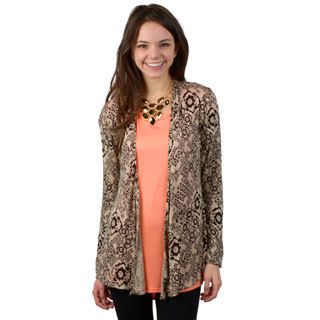Journee Collection Womens Open Front Print Cardigan