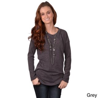 Journee Collection Journee Collection Juniors Long Sleeve Ribbed Sleeve Sweater Grey Size S (1 : 3)