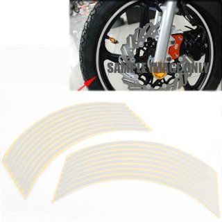 Silver Gray Reflective Wheel Rim Stripe Tape Sticker New Set For Car Motorcycle: Automotive