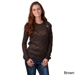 Journee Collection Journee Collection Juniors Longsleeve Scoop Neck Sweater Brown Size S (1 : 3)