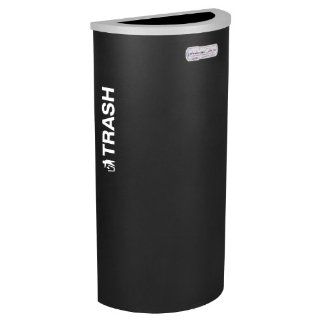 Ex Cell Kaiser RC KDHR T BLX Kaleidoscope Collection Steel Half Round Indoor Trash Recycling Receptacle with Textured Top, 8 Gallons Capacity, 15 3/4" Length x 7.875" Width x 30" Height, Black: Industrial & Scientific