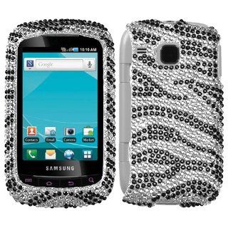 Aimo SAMI857HPCDM010NP Dazzling Diamante Bling Case for Samsung DoubleTime I857   Retail Packaging   Black Zebra Skin: Cell Phones & Accessories