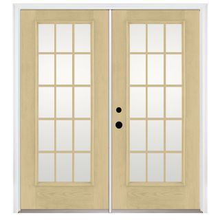 Therma Tru Benchmark Doors 70.56 in 15 Lite Grilles Between the Glass Fiberglass French Inswing Patio Door