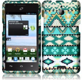 For Huawei Ascend Plus H881C Hard Design Cover Case Mint Green Aztec Tribal Cell Phones & Accessories