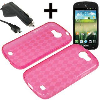 BW TPU Sleeve Gel Cover Skin Case for AT&T Samsung Galaxy Express i437 + Car Charger Pink Checker: Cell Phones & Accessories