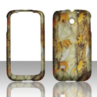 2D Camo Yellow Huawei Ascend II 2 M865 / Prism Cricket, U.S. Cellular, T Mobile Hard Case Snap on Rubberized Touch Case Cover Faceplates: Cell Phones & Accessories
