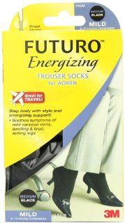 Futuro Energizing Support Trouser Socks for Women, Black, Medium, Mild (8 15 mm/Hg): Health & Personal Care