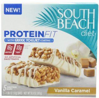South Beach Diet Vanilla Caramel with Greek Yogurt Coating Protein Fit Bar, 5 Count : Snack Food : Grocery & Gourmet Food