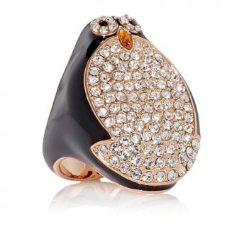 AKKAD "Empress Penguin" Crystal and Enamel Rosetone Ring