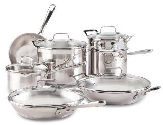 Emeril by All Clad E884SC74 Chef's Stainless Steel Dishwasher Safe PFOA Free Cookware Set, 12 Piece, Silver: Kitchen & Dining