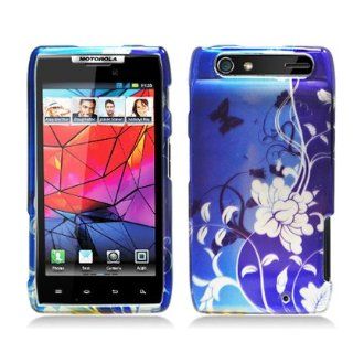 Popular 2D blue Flower & Butterfly Design Crystal Hard Skin Case Cover for Motorola XT912/ XT910 (Verizon) (2D image): Cell Phones & Accessories