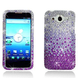 PURPLE Rhinestone/Crystal/Bling/Diamond Hard Case Cover For Huawei Mercury M886 (Cricket): Cell Phones & Accessories