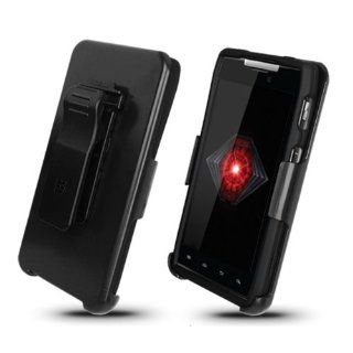 Motorola Droid RAZR XT912 Black Cover Case + Kickstand Belt Clip Holster + Naked Shield Screen Protector: Cell Phones & Accessories