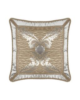 Plisse Pillow with Silk Frame & Velvet Button, 20Sq.   Dian Austin Couture Home