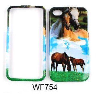 Apple iPhone 4   4S (AT&T/Verizon/Sprint) Twin Horses Hard Case/Cover/Faceplate/Snap On/Housing/Protector: Cell Phones & Accessories