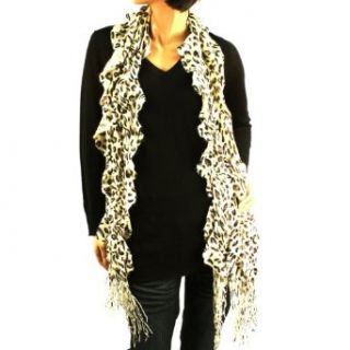 Winter Soft Ruffle Scrunch Animal Print Leopard Long Wide Scarf Shawl Ivory at  Womens Clothing store: Fashion Scarves