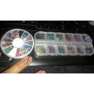 SODIAL(R) 3000 Nail Art Gems Mixed Colours Shapes in Case (Size 2mm) : Nail Decorations : Beauty