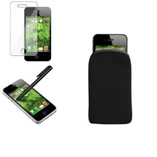 CommonByte Stylus+SPT+Black Soft Pouch Skin Case Cover For iPhone 4 4G 4S Cell Phones & Accessories