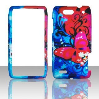 2D Pk Red Butterfly Motorola Droid 4 / XT894 Case Cover Phone Hard Cover Case Snap on Faceplates: Cell Phones & Accessories