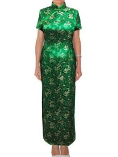 Green Qipao Dress of the Golden Chinese Dragon at  Womens Clothing store