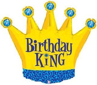 Single Source Party Supplies   30" Birthday King Crown Shape Mylar Foil Balloon: Toys & Games