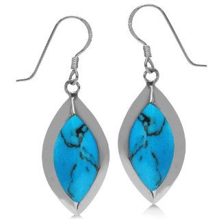 Blue Turquoise 925 Sterling Silver Drop Dangle Hook Earrings: SilverShake: Jewelry
