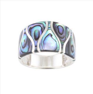 Abalone Paua Shell & 925 Sterling Silver Ring Size 12: Jewelry