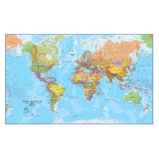 World MegaMap Laminated Wall Map   77W x 47H in. : Office Products