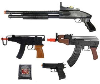 5 Airsoft Lot Powerful Shotgun 400 FPS Pump AK47 Scorpion Gun Pistol & 1k BBs : Airsoft Rifles : Sports & Outdoors