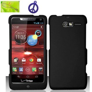 For Motorola Droid RAZR M 4G LTE XT907 Only Matte Black Hard Plastic Case Skin Cover Faceplate + Peace Charm and Strap Combo Cell Phones & Accessories