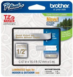 Brother Laminated Tape, 12mm (0.47 Inch), Gold on Silver (TZeMQ934): Office Products
