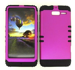 For Motorola Droid Razr M Xt907 Neon Hot Pink Heavy Duty Case + Black Rubber Skin Accessories: Cell Phones & Accessories