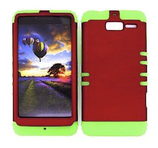 For Motorola Droid Razr M Xt907 Non Slip Red Heavy Duty Case + Lime Green Rubber Skin Accessories: Cell Phones & Accessories