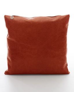 Crackled Leather Pillow, Ginger   Brunello Cucinelli
