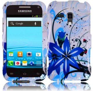 White Blue Flower Hard Cover Case for Samsung Galaxy Rush SPH M830: Cell Phones & Accessories