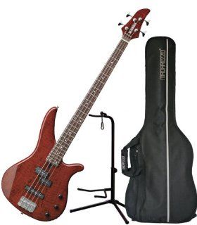 Yamaha RBX170EWRTB 4 String Electric Bass Guitar Flame Mango Top Root Beer w/Gig Bag and Stand: Musical Instruments